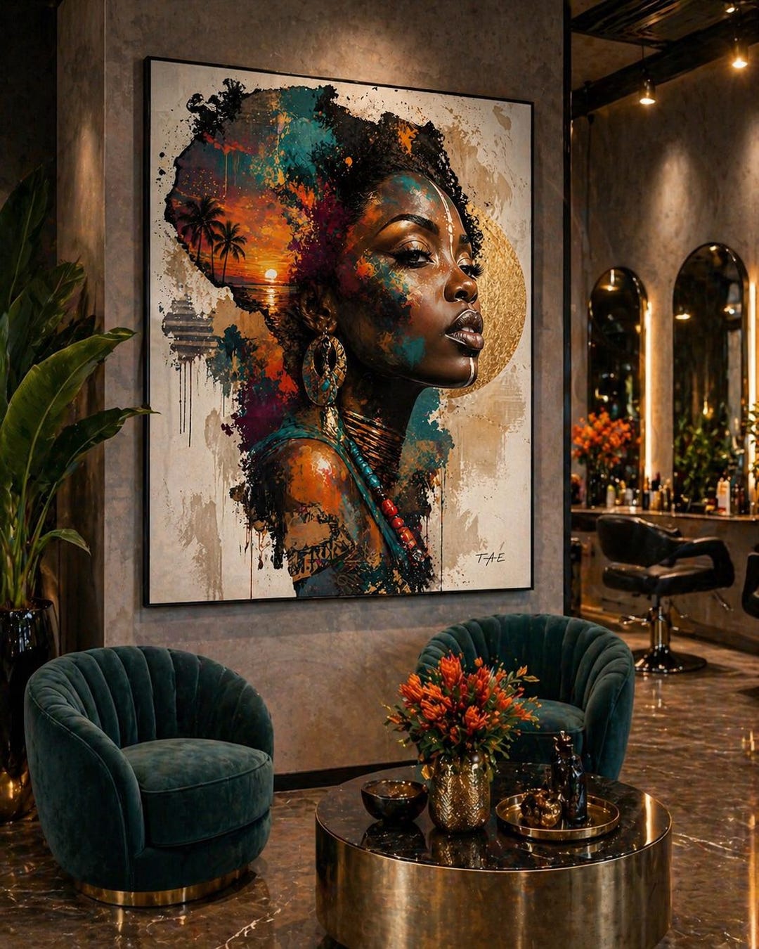 Afrocentric Woman Wall Art Printable, African Woman Portrait Digital ...