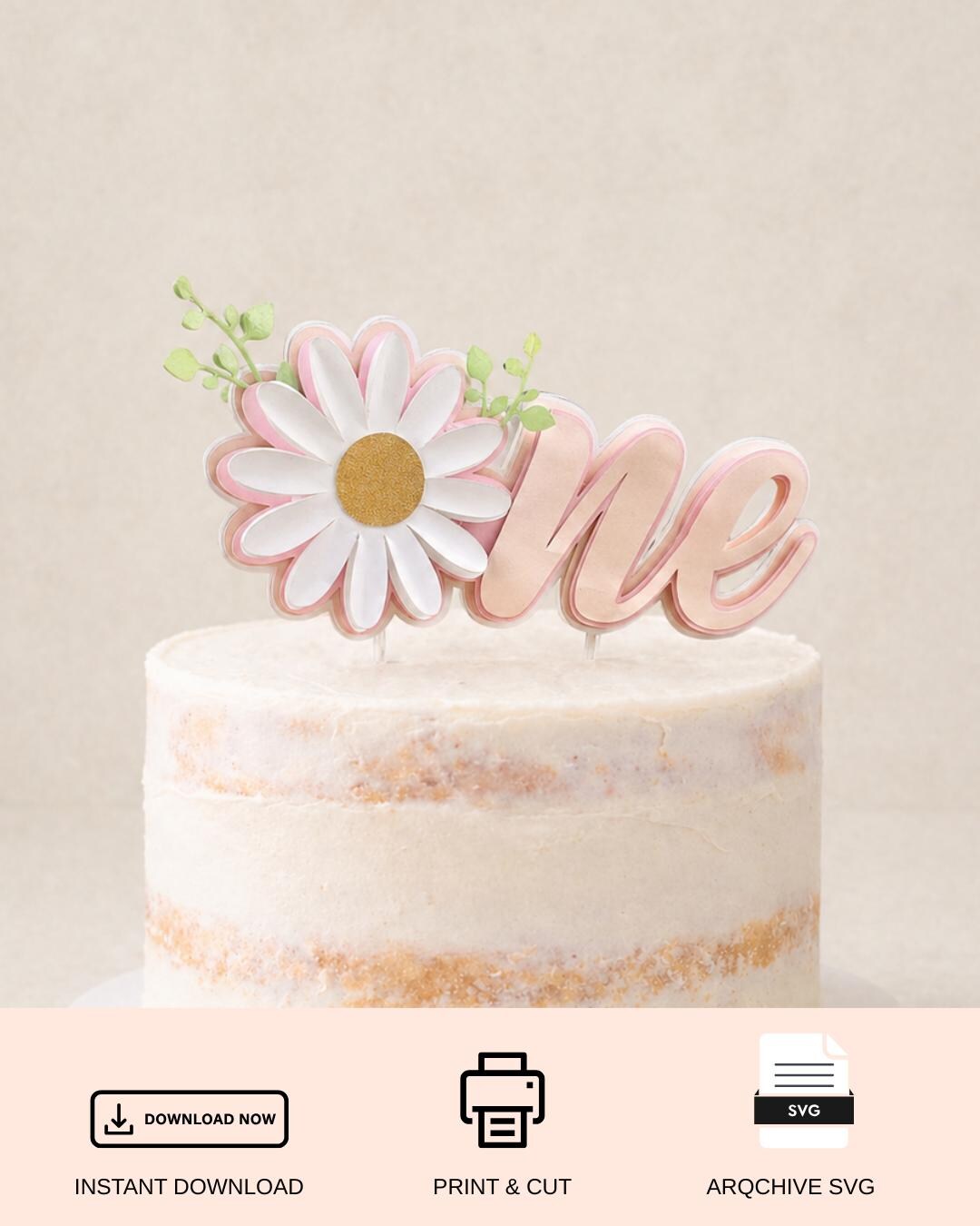 Daisy One Cake Topper SVG | First Birthday - Etsy