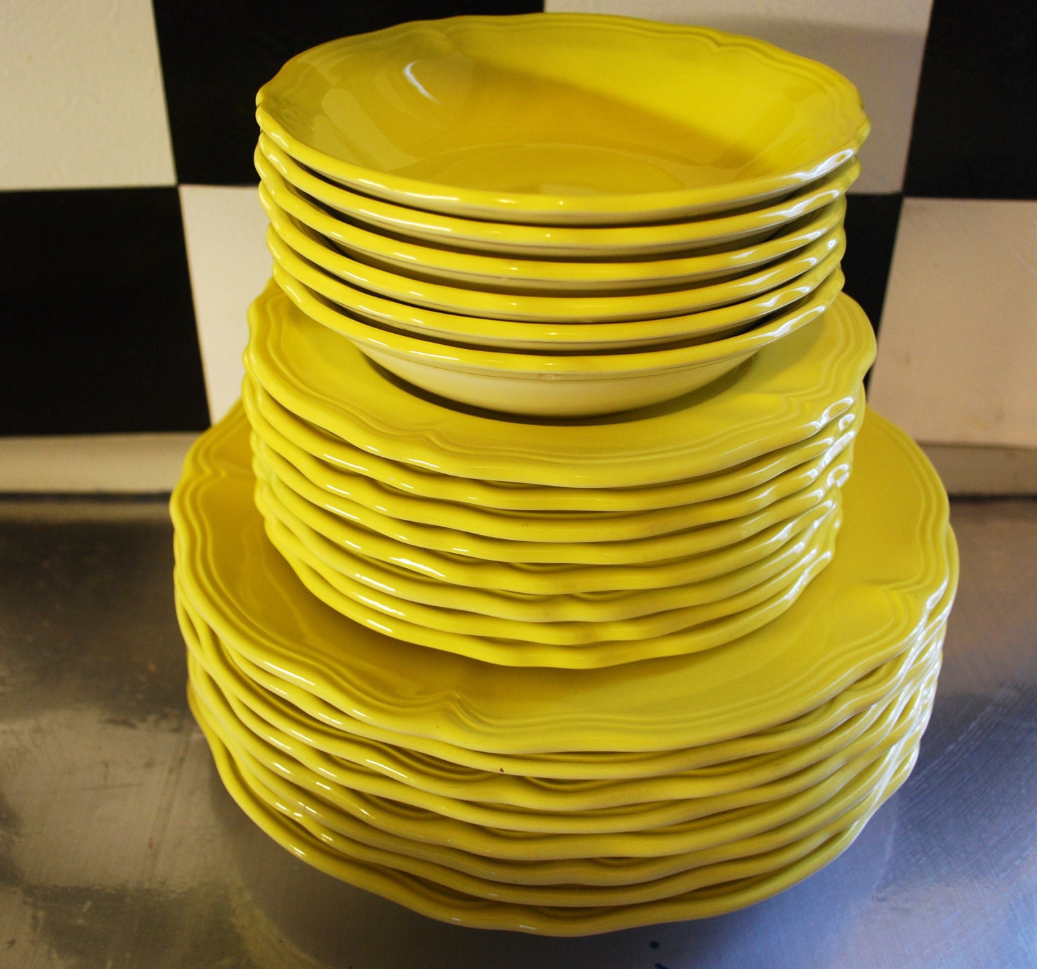 Ironstone Dishware Yellow Lemon Federalist Complete Set Of Etsy