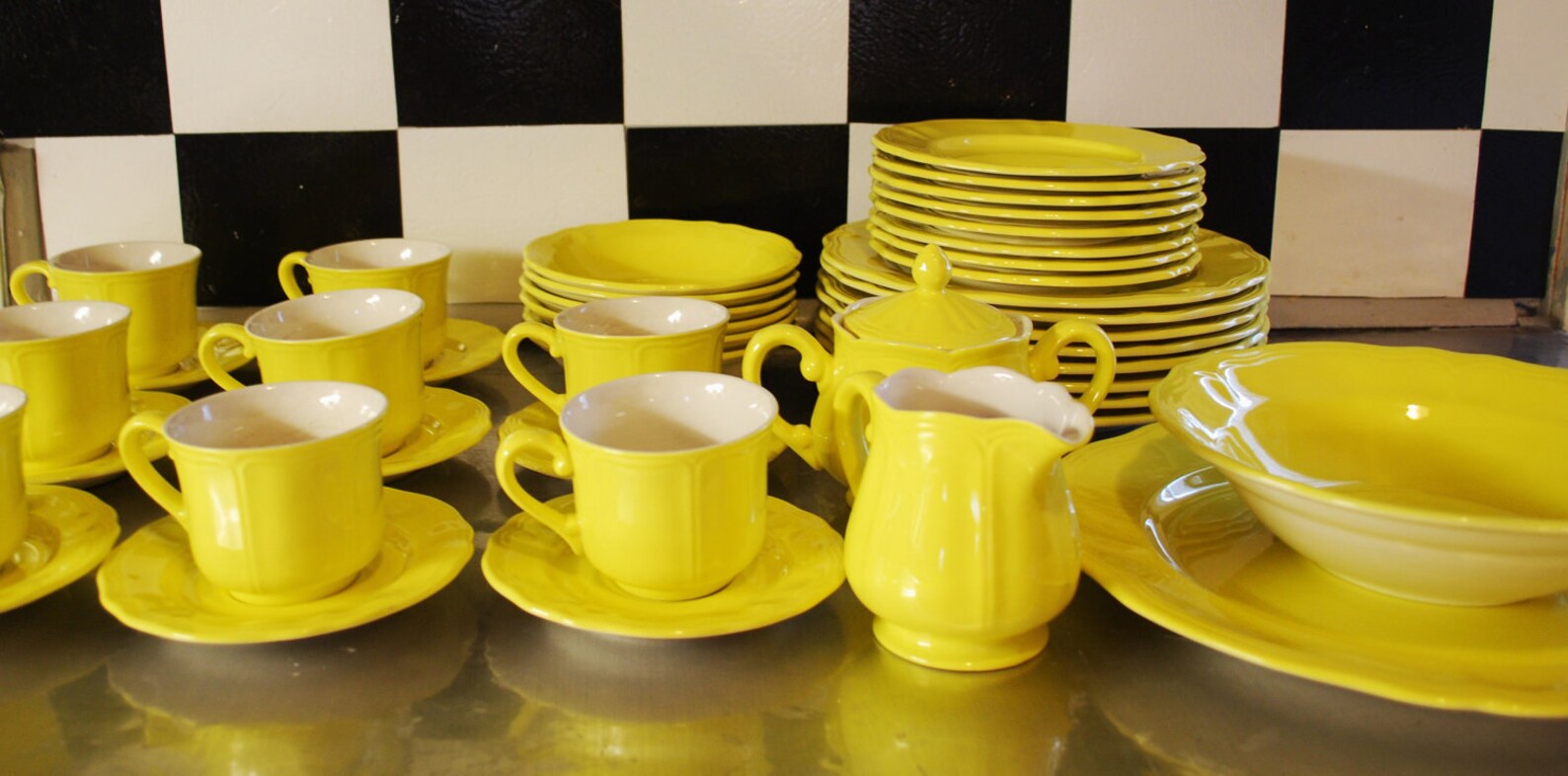 Ironstone Dishware Yellow Lemon Federalist Complete Set Of Etsy