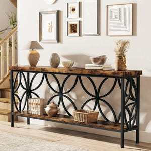 Long Console Table Entryway Table with Shelf Rustic Sofa Table Industrial Hallway Table Narrow Console Table