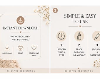 Registro de alimentación del bebé imprimible, registro de alimentación del recién nacido, horario de lactancia materna y alimentación con biberón