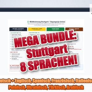 Waste Separation Guide Stuttgart | Multilingual | Notice for Flatmates & Landlords | Waste Sorting Sign | PDF