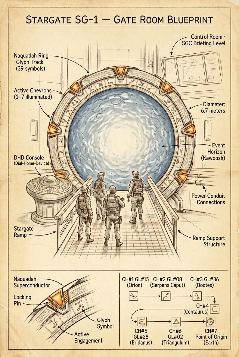 Stargate Ramp SGC Gate Room Blueprint — Sci-fi Fan Art Print — Technical Diagram ...