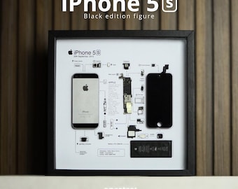 Ingelijste iPhone 5s: Tech Lover Wall Art, vintage, elegante lijst, handgemaakt technisch cadeau.