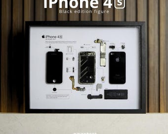 Ingelijste iPhone 4s: Tech Lover Wall Art, vintage, elegante lijst, handgemaakt technisch cadeau.