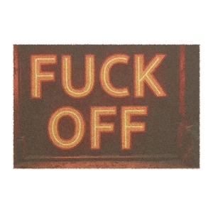 Bold Neon 'FUCK OFF' Doormat | Funny Rust Text Welcome Mat