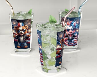 Patriotic Unicorn & Bear Pint Glass | 16oz