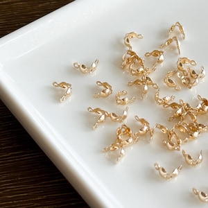 14K Gold Filled Clamshell Bead Tips 3.5mm, Bead Knot Cover 0.90mm Hole, Clam Shell End Cap, Professional Jewelry Making Supply Wholesale