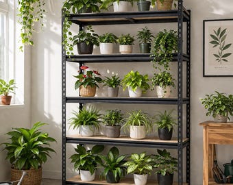 Plant Stand Indoor Heavy Duty, Metal Plant Shelf 72in/60in, Large Plant Rack Adjustable Shelves, Indoor Garden Storage