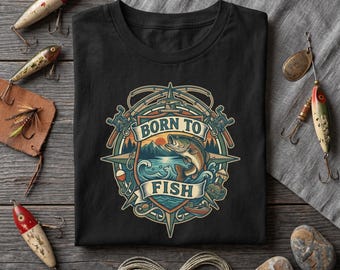 Born to Fish graphic tee | Fishing shirt, vintage angler design