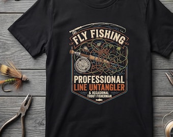Fly Fishing Line Untangler T-Shirt | Retro Graphic Tee, Trout Fisherman Shirt
