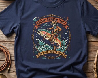 Buckin' Rainbow Trout T-Shirt | Cowboy Angler Fishing Graphic Tee