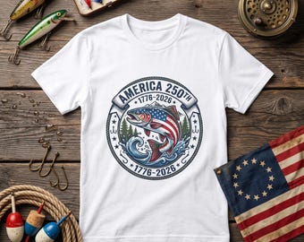 American Flag Trout Fishing T-Shirt | 250 Years of America