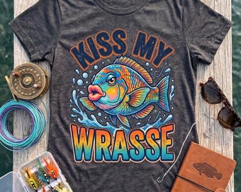 Kiss My Wrasse T-Shirt | Colorful Parrotfish Graphic, Ocean Fishing Tee