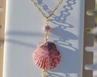 Handmade Pink Scallop Shell Necklace