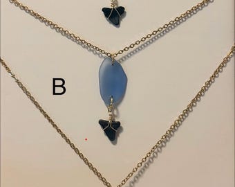 Sea  Glass & Shark Tooth Necklace