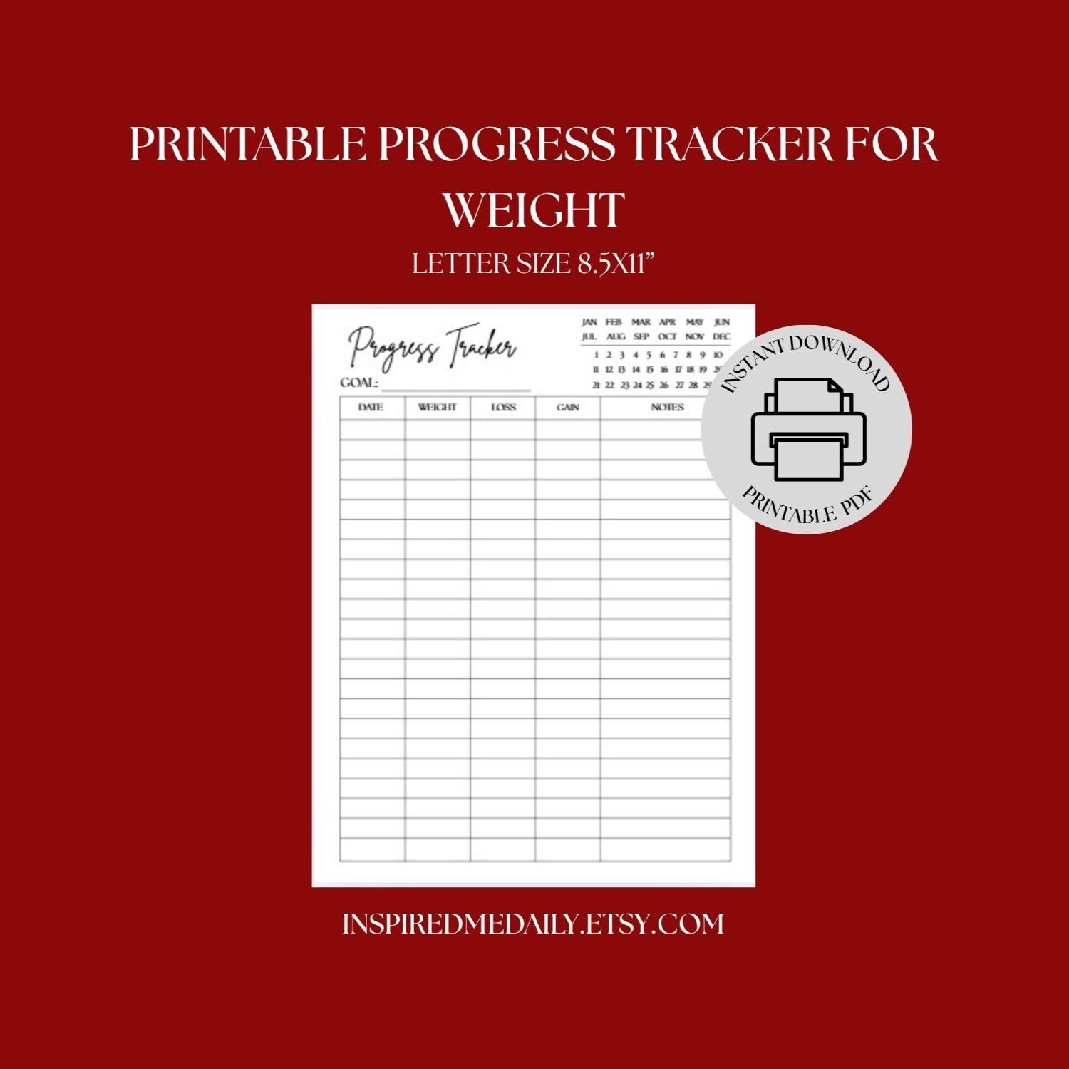 Weight Tracker Printable, Minimalist Weight Log, Weight Record Sheet ...