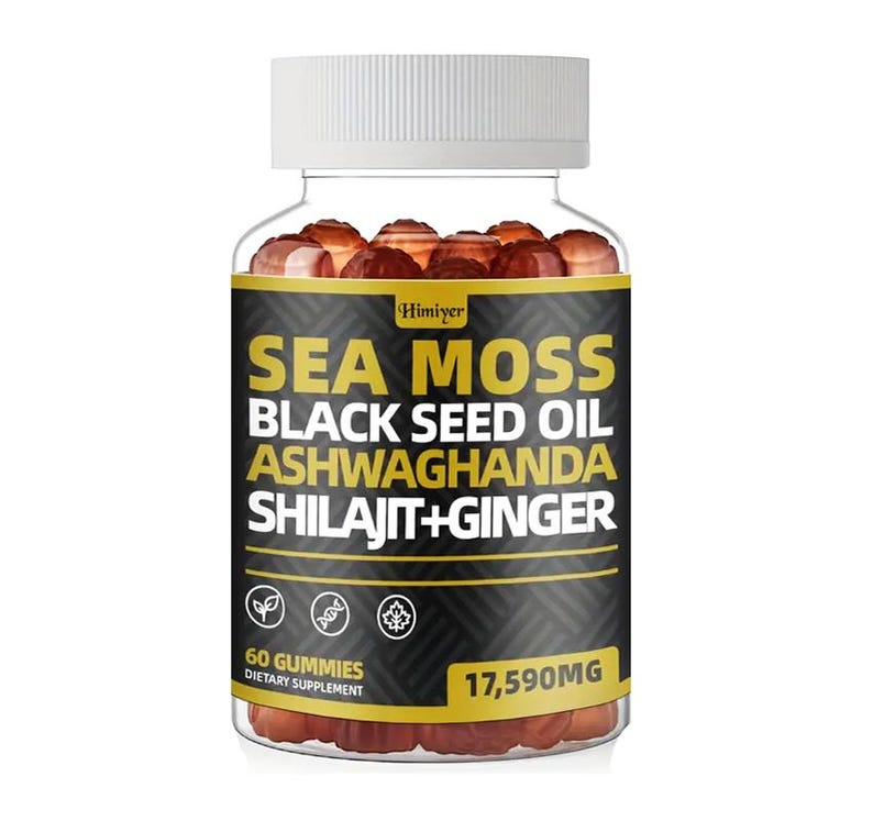 Sea Moss, Black Seed Oil, Ashwagandha, Shiljat, Ginger Gummies image 1