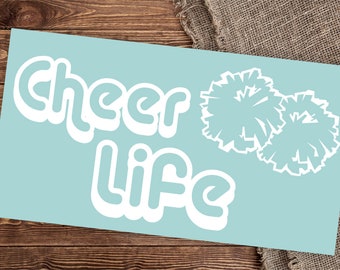 Cheer Life Decal | Vinyl Decal | Pom Poms Decal | Car Decal | Cheerleader Decal | OUTDOOR