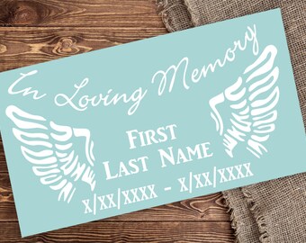 In Loving Memory Decal | Angel Wings Decal Memorial Decal | OUTDOOR