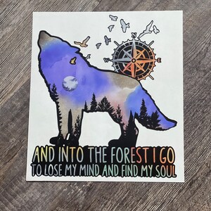 Wolf Decal And Into The Forest I Go Decal Find My Soul Decal Explore Decal Outdoor Lover Adventure Lover Traveler Gift image 1