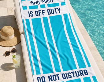 Personalized Teacher Summer Break Beach Towel, Custom End of School Year Teacher Gift, Cabana Stripe Pool Towel for Teachers