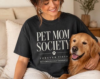Dog Mom Shirt Gift | Pet Moms Society Comfort Colors Tee | Vintage Dog Lover Gift