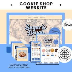 Cookie Website Template Canva | Bakery Website| Business Canva Website