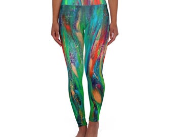 Abstract Watercolor Brushstroke High Waisted Yoga Leggings