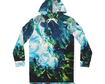 Abstract Ocean Swirl Hoodie Dress | All-Over Print
