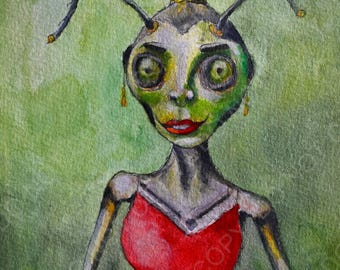 A Bug's Night Out  5×7 Watercolor Fine Art Print