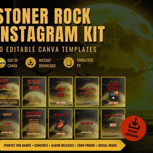 Pakiet Ultimate Rock Bundle 40 szablonów Canva, tom 3 | Pakiet grafik promocyjnych całego zespołu
