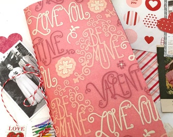 Valentine's Day / Junk Journal Insert / Travelers Notebook / Art Journal / Scrap Journal / Glue Book. Collage Journal