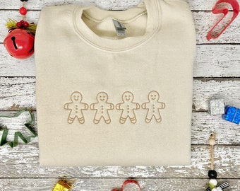 Embroidered Cute Gingerbread man Sweatshirt, Christmas Sweatshirt, Gingerbread Cookie sweatshirt