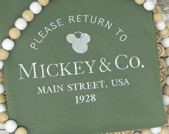 Please return to Mickey Co. Main Street sweatshirt, custom embroidered sweatshirt, Mickey Co. sweatshirt, vacation shirt, family trip