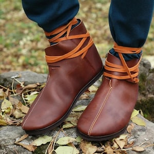 Mens Leather Wrap Boots - Etsy display picture 2