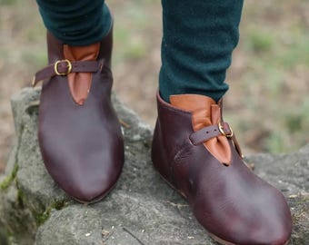 14th Century Mittelalter Stiefel mit Schnalle - Mittelalter Stiefel Leder