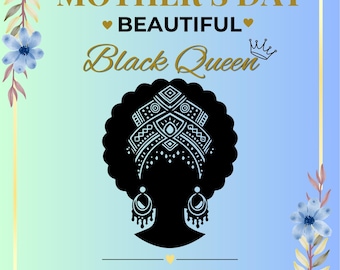 Elegante Blumen Muttertagskarte | Black Queen Silhouette, Mama Wertschätzung (Digitaler Download)