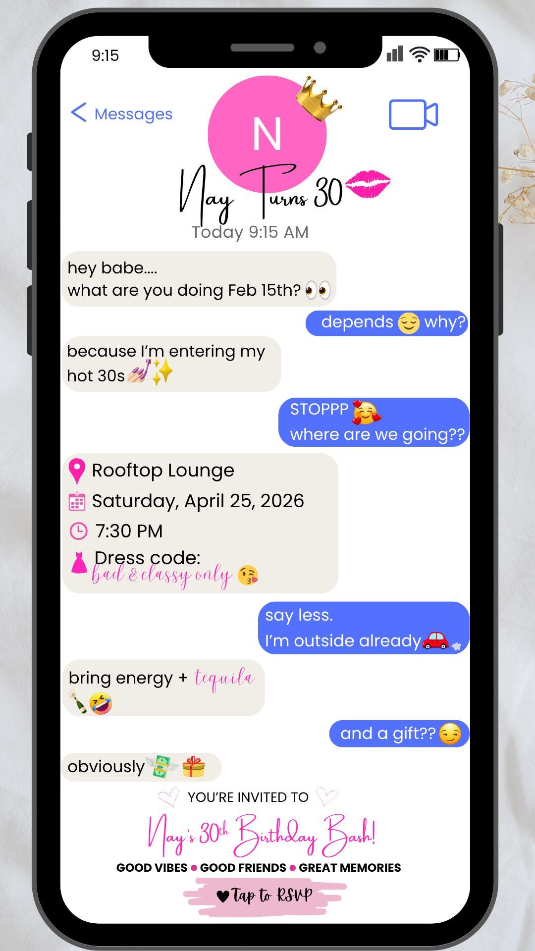 Editable 30th Birthday Text Message Invitation | Digital Download ...