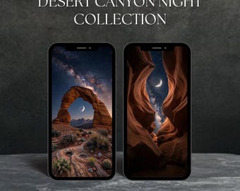 7 fondos de pantalla para móvil con cielo nocturno de un cañón desértico / Vía Láctea, Luna (Descarga digital)