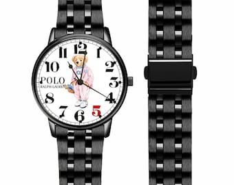 Vintage roze kenmerkend horloge met polobeer