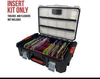 8" Salmon Flasher Storage Insert Kit – Fits Harbor Freight Bauer Modular Organizer Toolbox – Holds Up to 35 Flashers