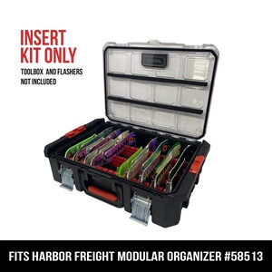 8" Salmon Flasher Storage Insert Kit – Fits Harbor Freight Bauer Modular Organizer Toolbox – Holds Up to 35 Flashers