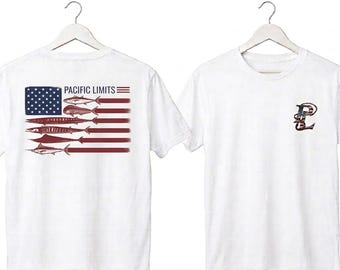 Koszulki patriotyczne Pelagic. Upamiętniające amerykański patriotyzm i pasję do wędkarstwa.
