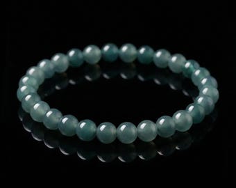 Natural Blue Jadeite Bracelet | Genuine Guatemalan Jade, 8mm | Classic Beads Bracelet
