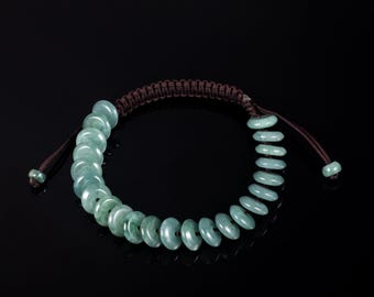 Woven Jade Disc Bracelet | Natural Guatemalan Jadeite Minimalist Jewelry