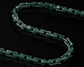 Green Jade Cable Chain Necklace In Natural Guatemalan Jadeite