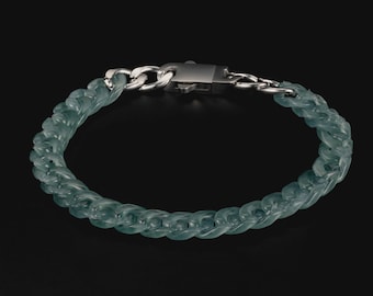 Mayan Blue Jade Cuban Chain | Natural Jadeite, Hand-carved | Elegant Female Style