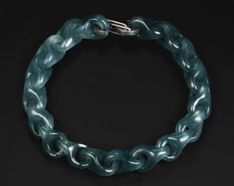 Top Mayan Blue Jade Link Bracelet | Seamless Solid Jadeite Jewelry